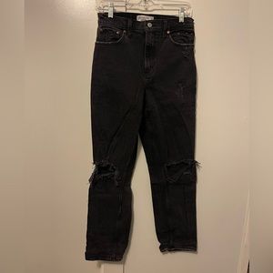 Curve Love 90s Ultra High Rise Straight Black Destroy